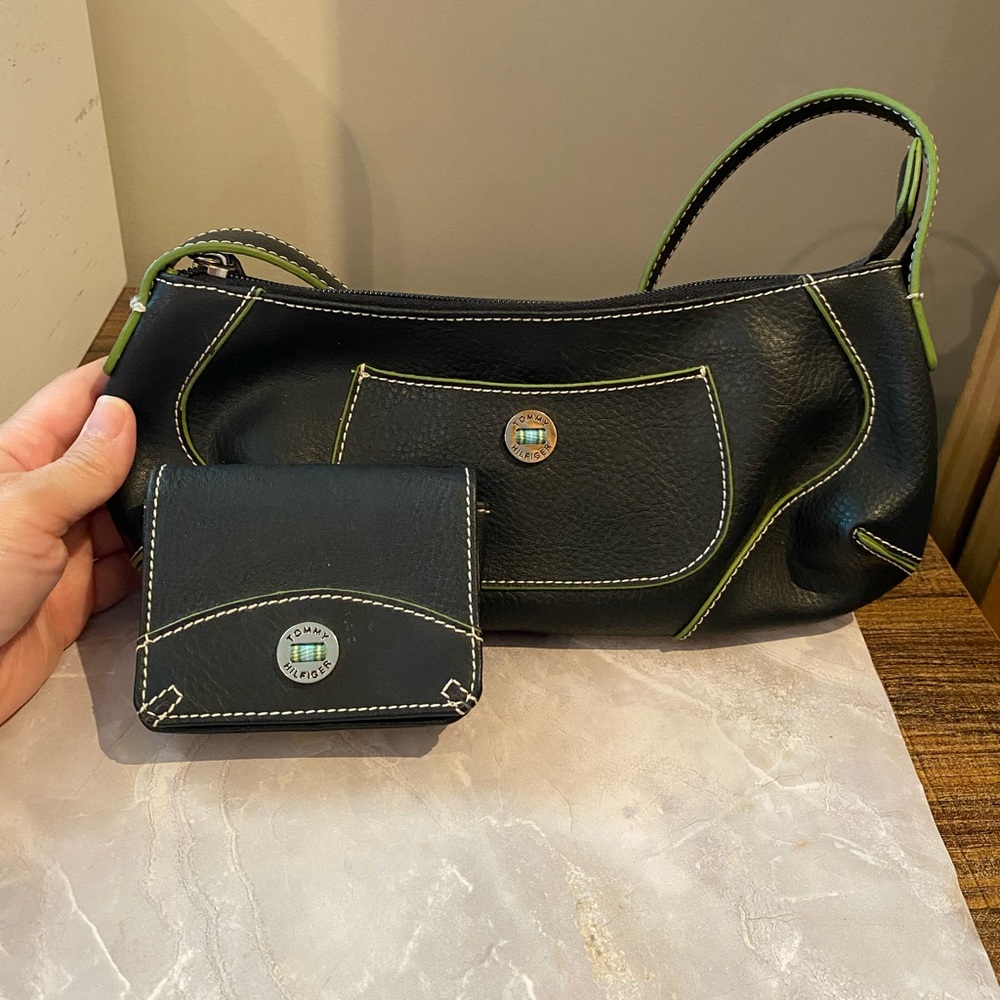 Tommy Hilfiger Small Black Purse And Wallet Set Y2K